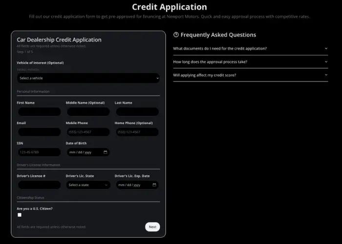 DealerClick lead generation forms
