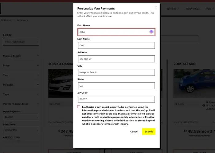 Payment calculator workspace
